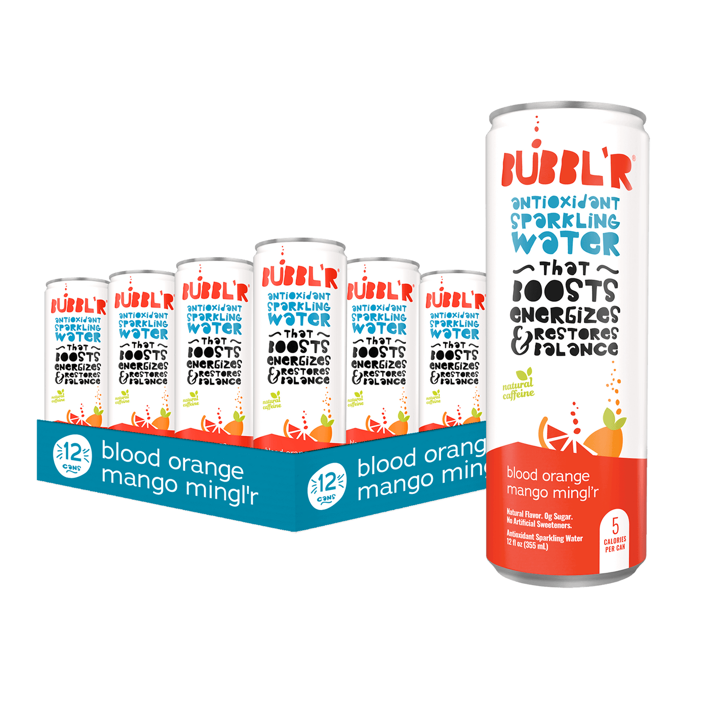 blood orange mango mingler flavor 12 pack of bubbl'r cans