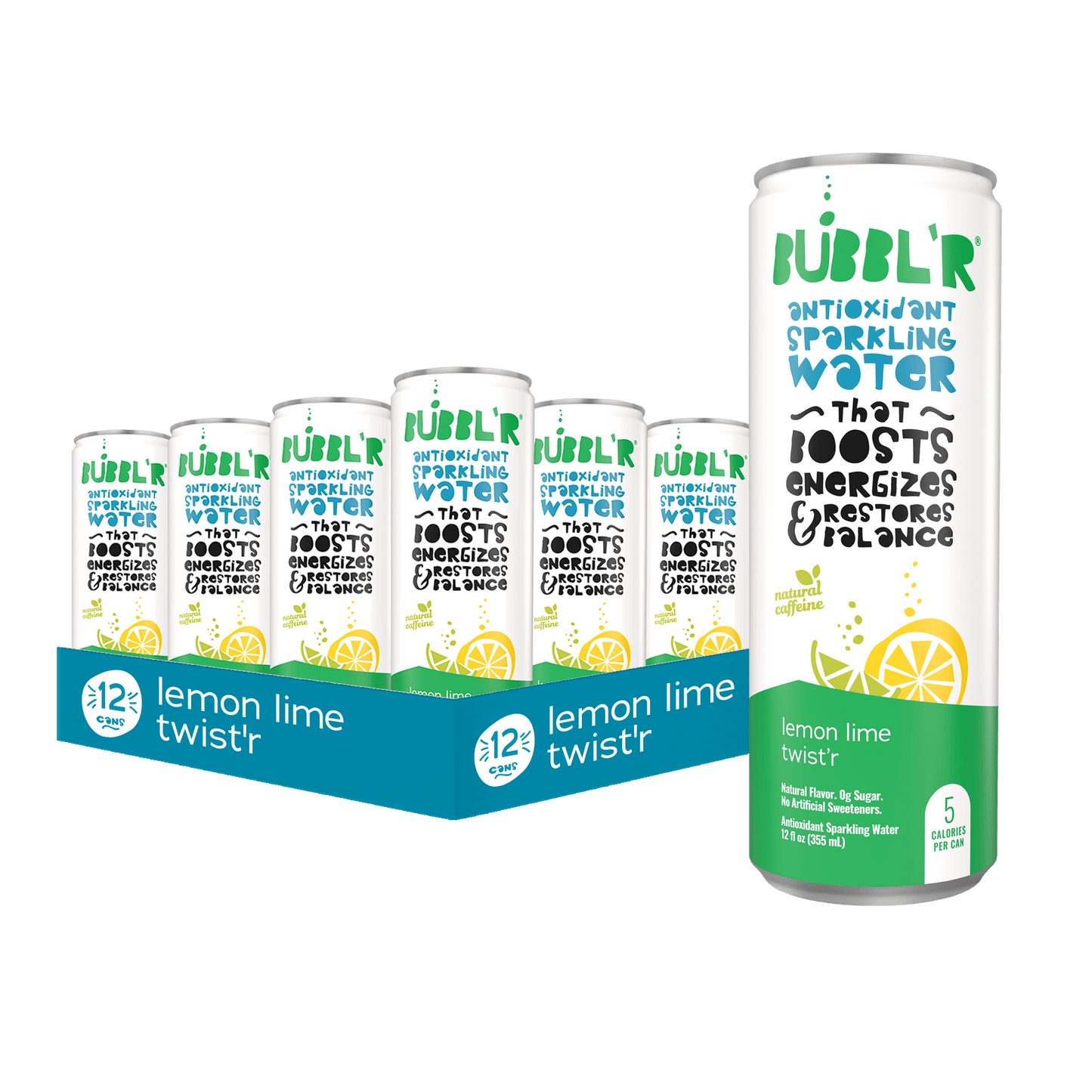 lemon lime twister flavor 12 pack of bubbl'r cans