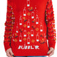 Red holiday sweater with bubbl'r knit