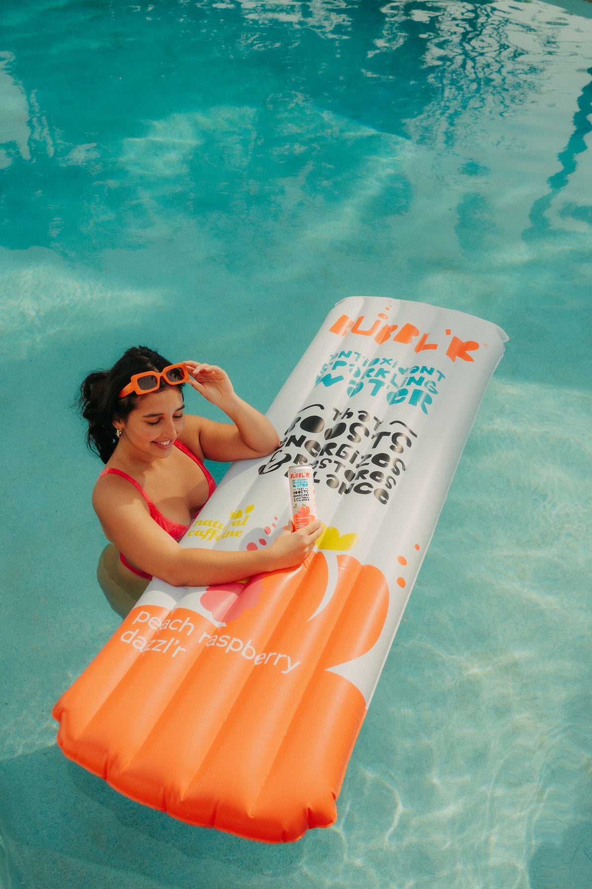 Peach Pool Float BUBBL'R inflatable pool float - peach raspberry dazzl'r – drinkBUBBL'Rstore