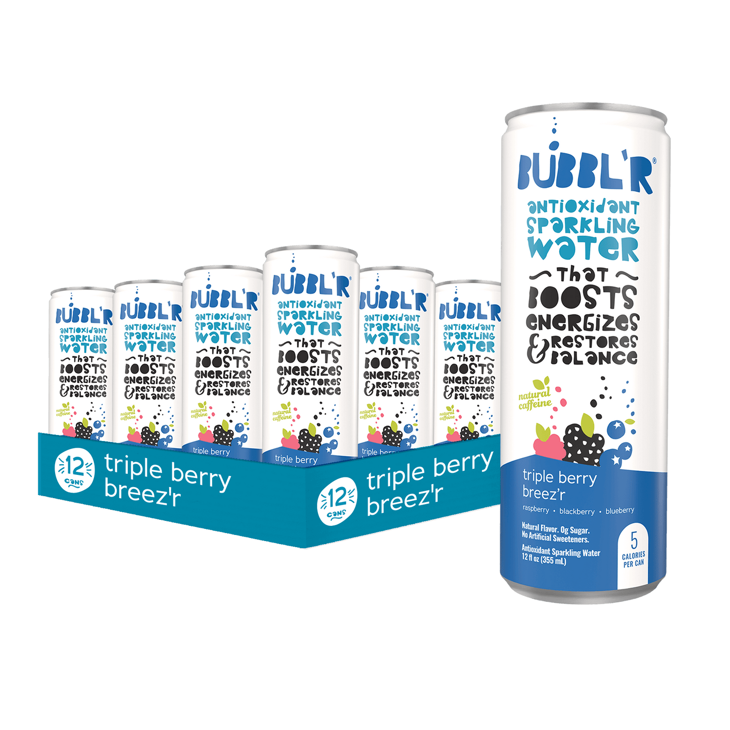 triple berry flavor 12 pack of bubbl'r cans