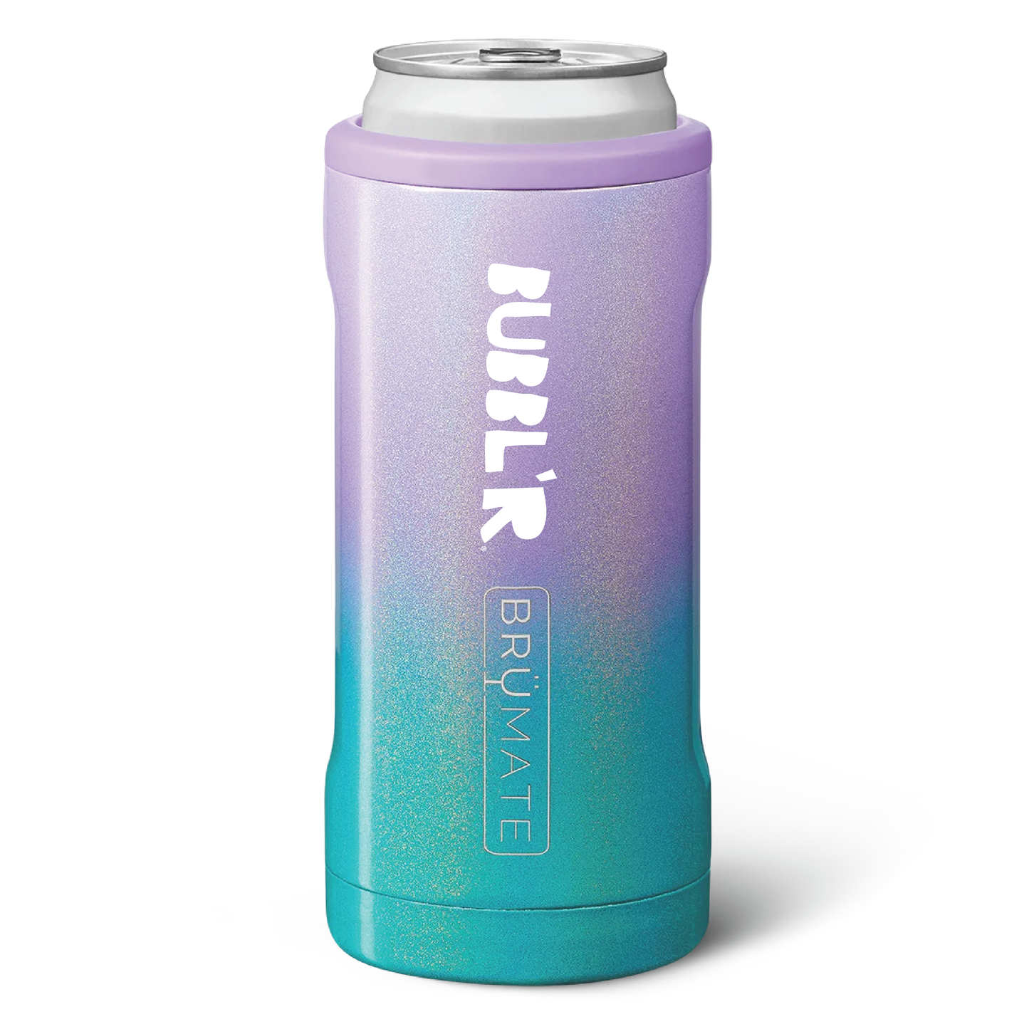 purple and teal can cooler